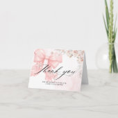 Roze Bow Winter Baby shower Dank u kaart (Voorkant)