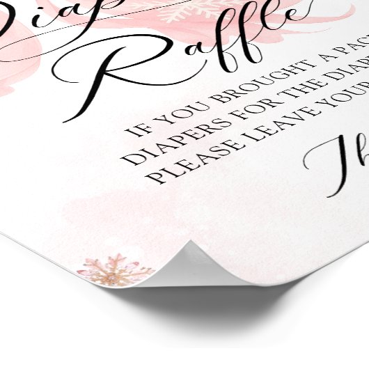 Roze Bow Winter Baby shower Luier Raffle Poster (Hoek)
