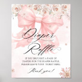 Roze Bow Winter Baby shower Luier Raffle Poster (Voorkant)