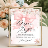 Roze Bow Winter Baby shower Luier Raffle Poster