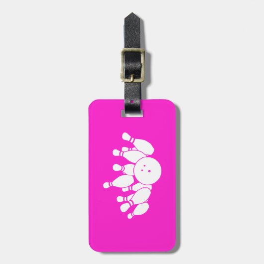 Roze Bowling Bag Label Bagagelabel (Voorkant verticaal)
