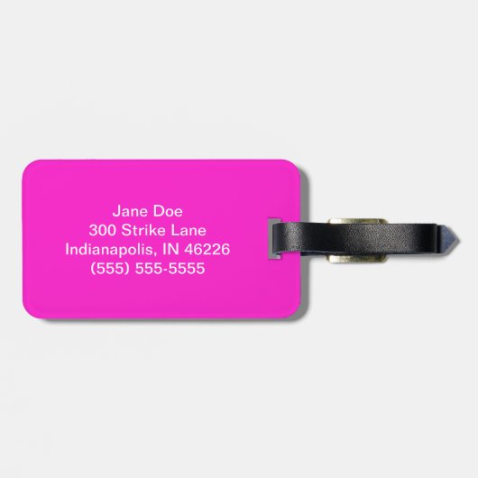 Roze Bowling Bag Label Bagagelabel (Achterkant horizontaal)