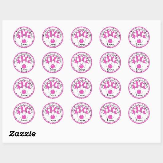 Roze Bowling Ball Stickers (Vel)