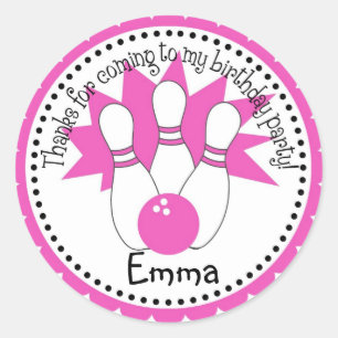 Roze Bowling Ball-stickers Ronde Sticker