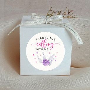 Roze Bowling Kinderen Birthday Party Favor Ronde Sticker