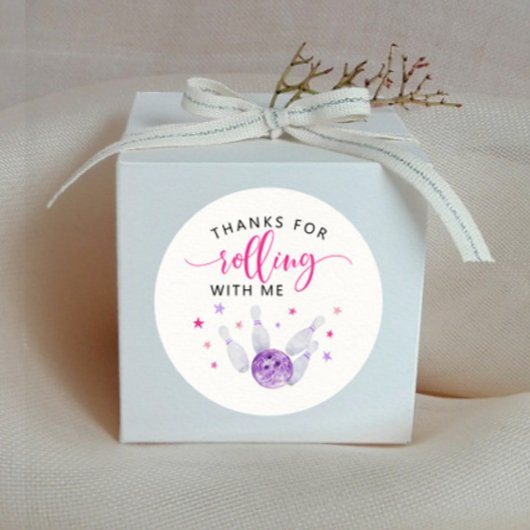 Roze Bowling Kinderen Birthday Party Favor Ronde Sticker