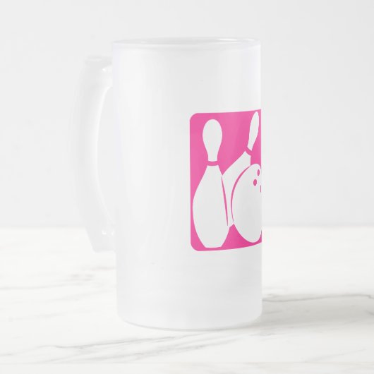 Roze Bowling Matglas Bierpul (Voorkant links)