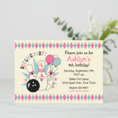 Roze Bowling Pin Birthday Kaart (Staand voorkant)