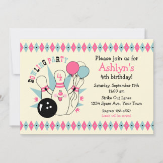 Roze Bowling Pin Birthday Kaart