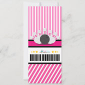 Roze Bowling Ticket Pass Birthday Party Uitnodigin Kaart (Achterkant)