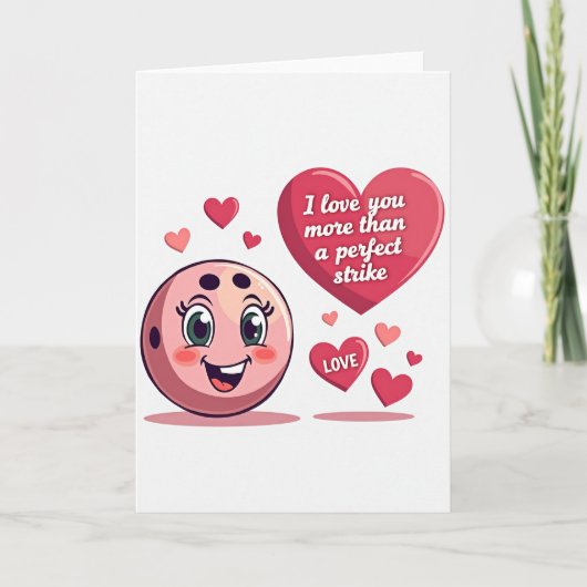 Roze Bowlingbal Liefdeskaart Kaart (Voorkant)