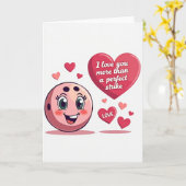 Roze Bowlingbal Liefdeskaart Kaart (Gele Bloem)
