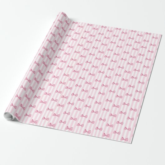 Roze Bows Baby Girl Baby shower Gift Wrap Cadeaupapier (Uitgerold)