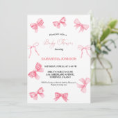 Roze bows Baby Girl Baby shower Kaart (Staand voorkant)