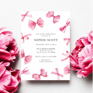 Roze bows Baby Girl Baby shower Kaart