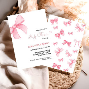 Roze bows Baby Girl Baby shower Kaart