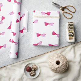 Roze bows Baby Girl Waterverf Baby shower Cadeaupapier