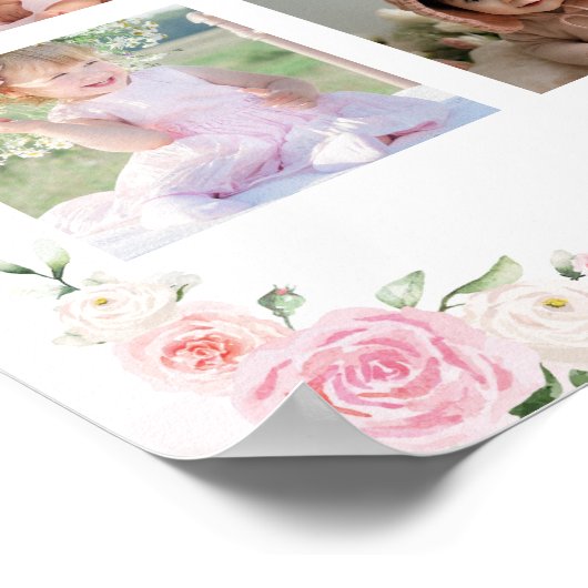 Roze Bows Coquette 1e verjaardag mijlpaal teken Poster (Hoek)