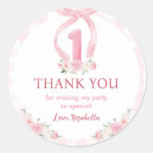 Roze Bows Coquette Labels Stickers Verjaardag (Voorkant)