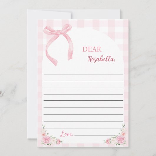 Roze Bows Coquette Time Capsule Note Kaart (Voorkant)