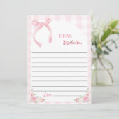 Roze Bows Coquette Time Capsule Note Kaart (Staand voorkant)