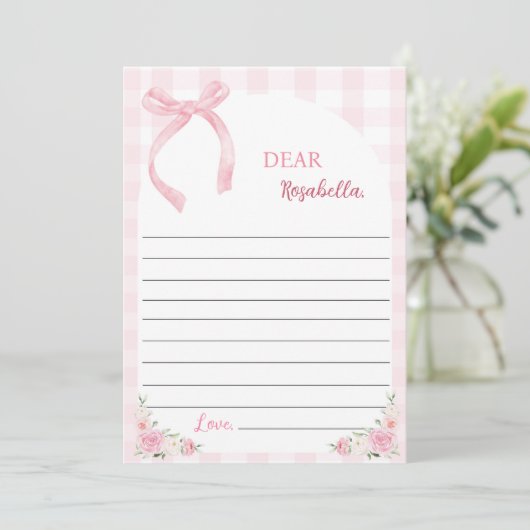 Roze Bows Coquette Time Capsule Note Kaart (Staand voorkant)
