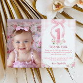 Roze Bows Coquette Verjaardag Dank u kaart