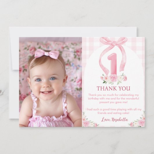 Roze Bows Coquette Verjaardag Dank u kaart