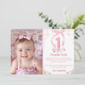 Roze Bows Coquette Verjaardag Dank u kaart (Staand voorkant)