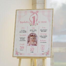 Roze Bows Coquette Verjaardag Milestone teken Poster