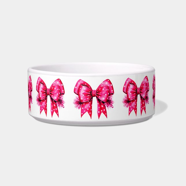 Roze Bows Keramische Pet Bowl Voerbakje (Voorkant)
