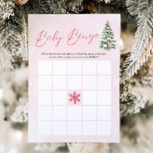 Roze Bows Kerst Baby Bingo Baby shower Game Kaart