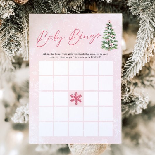 Roze Bows Kerst Baby Bingo Baby shower Game Kaart