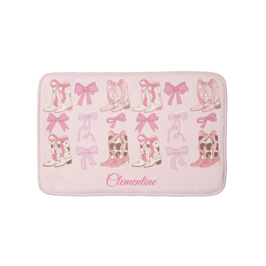 Roze Bows & laarzen Gepersonaliseerde Girly badmat (Voorkant)