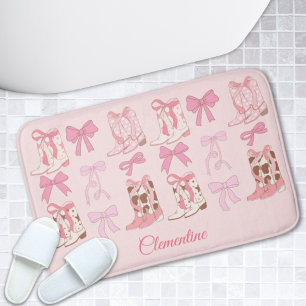 Roze Bows & laarzen Gepersonaliseerde Girly badmat