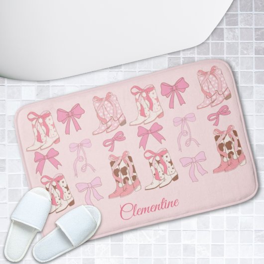 Roze Bows & laarzen Gepersonaliseerde Girly badmat