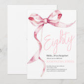 Roze Bows Modern 80 90ste verjaardag Kaart (Voorkant / Achterkant)