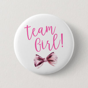 Roze bows Team Girl Gender Revee Ronde Button 5,7 Cm