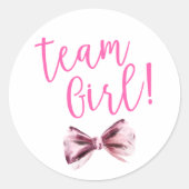 Roze bows Team Girl Gender Revee Ronde Sticker (Voorkant)