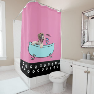 Roze boxer Dog Shower Curtain Douchegordijn