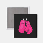 Roze boxing handschoenen Borstkanker Bewustzijn Ko Magneet (Voorkant / Achterkant)