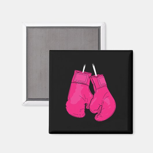 Roze boxing handschoenen Borstkanker Bewustzijn Ko Magneet (Voorkant / Achterkant)