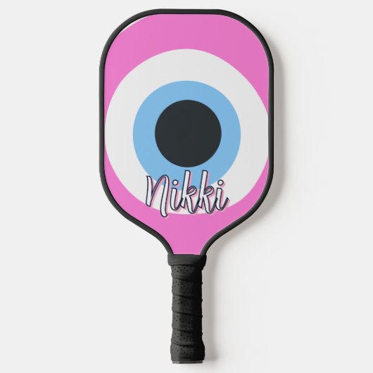 roze boze oog aanpasbaar pickleball paddle (Voorkant)