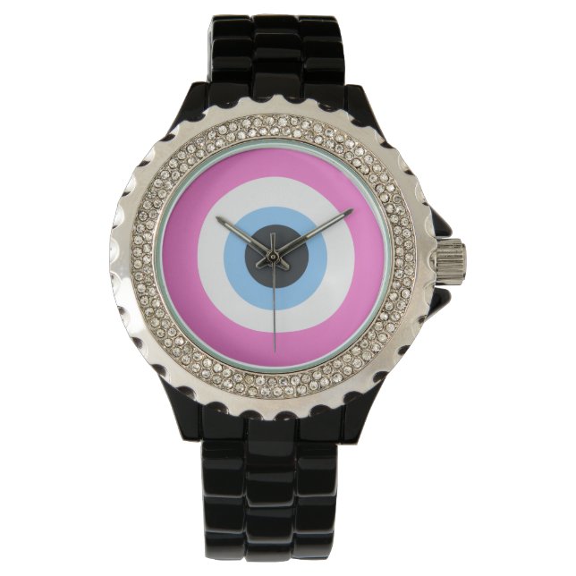 roze boze oog horloge (Voorkant)