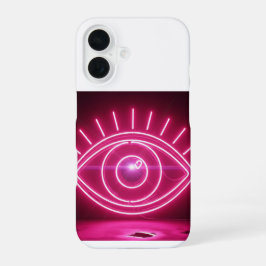 Roze Boze Oog Neon Licht Gloed iPhone 16 Hoesje
