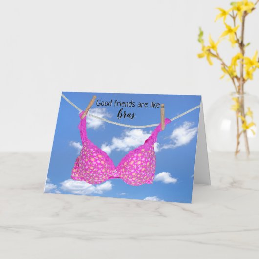 Roze Bra Friendship Humor Kaart (Gele Bloem)