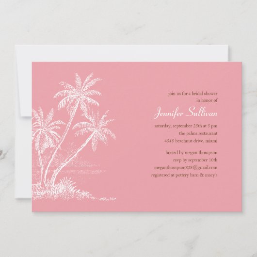 Roze braadbeach-bridale Shower-uitnodigingen Kaart (Voorkant)
