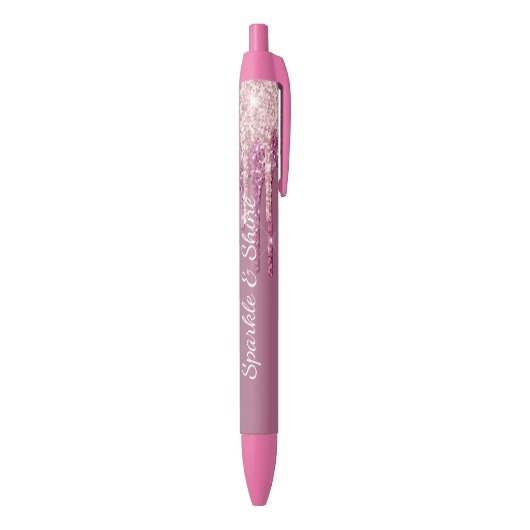 Roze Bramen Glitter Ijs Druppels Zwarte Inkt Pen (Achterkant (Verticaal))