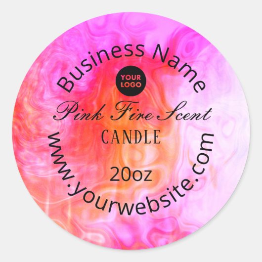 Roze brandproductetiket ronde sticker (Voorkant)