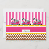 Roze brandweermotor Birthday Party Photo Invitatio Kaart (Achterkant)